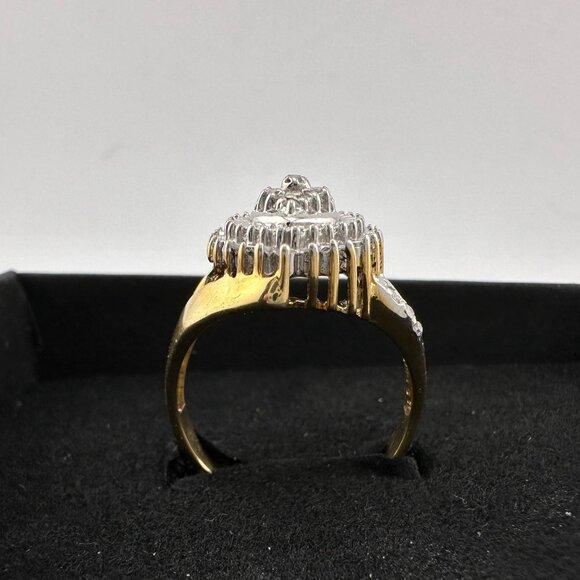 Marquise Cut 1/2 Carat Diamond Ring - Gold Overlaying Sterling Silver Size 8 - Picture 6 of 16